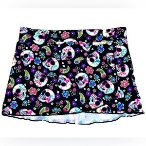 SWEET SPOT SKIRTS Athletic Adjustable Snap Coverup Skirt, Sugar Skull, Size 2-12